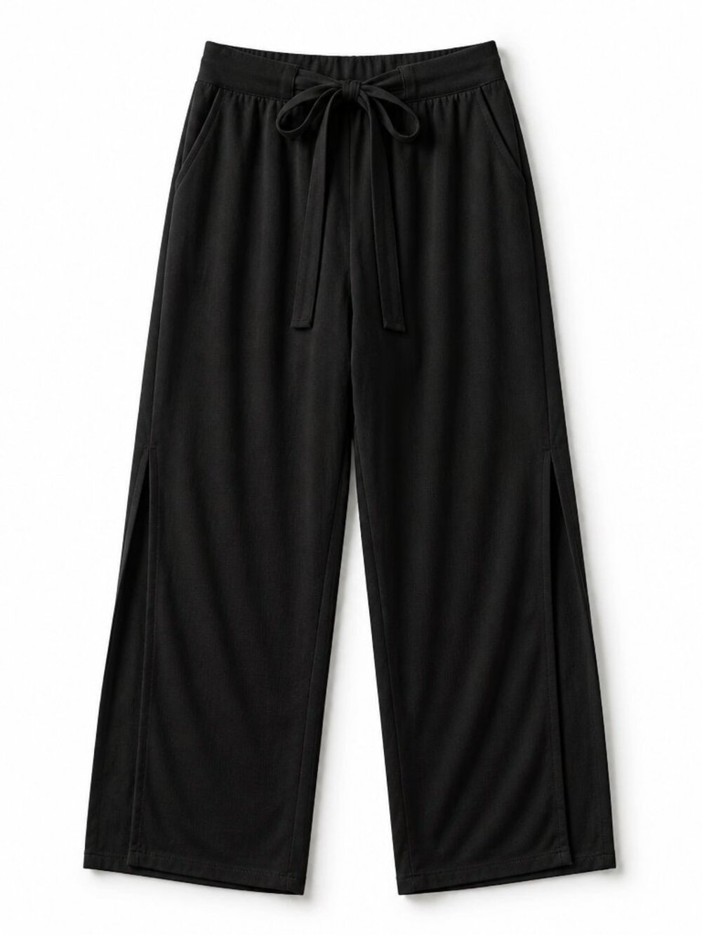 Kona Sol Wide‑Leg Tie Waist Cover‑Up Pants | Black | Size Medium - Picture 2 of 9